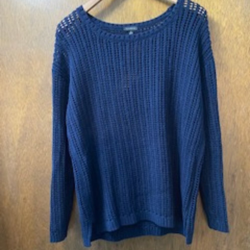 Talbots Open Stitch Navy Sweater Size M